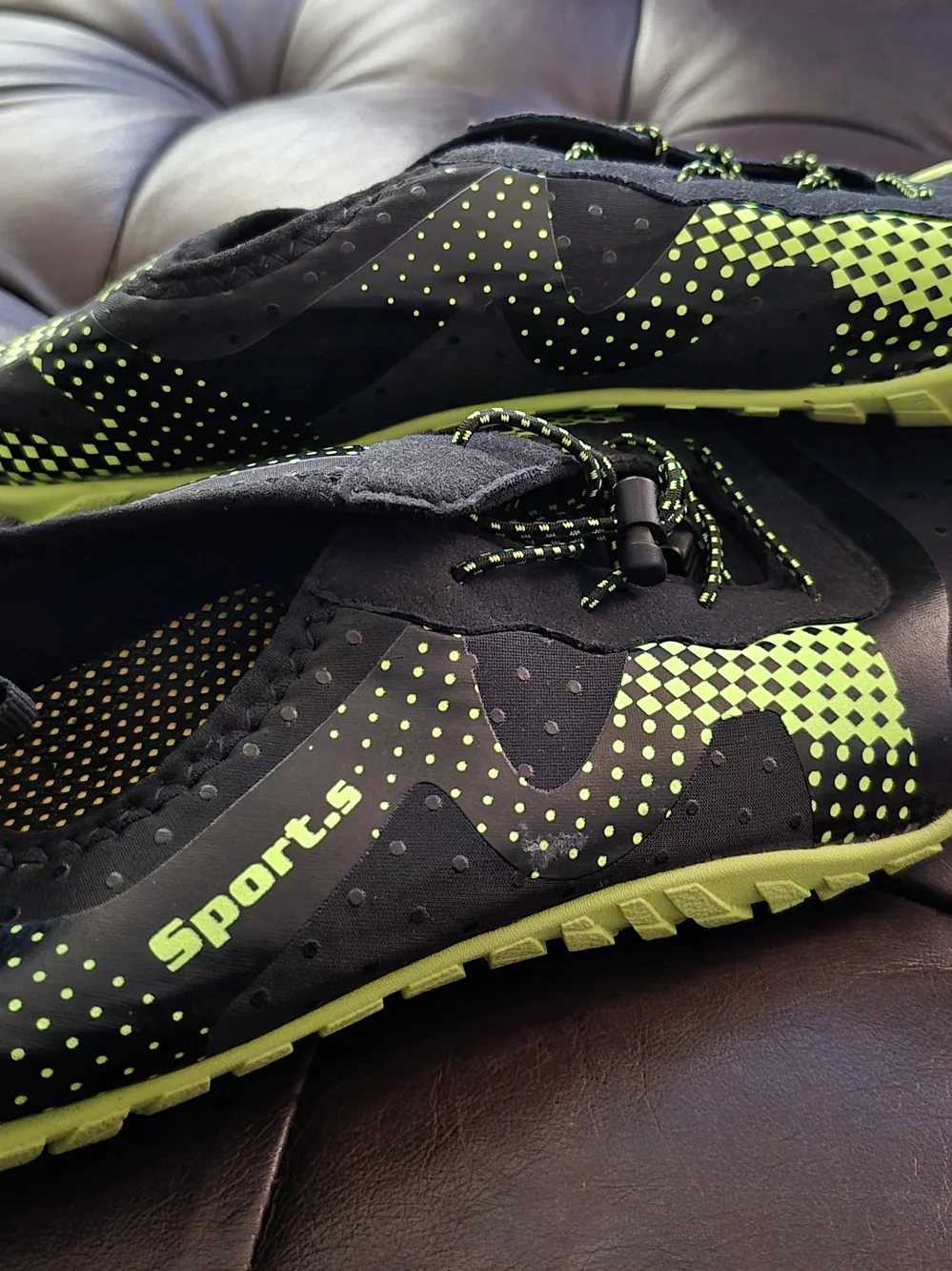 Men's Black & Neon Yellow Boat-Style Sneakers